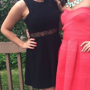 Black Dress with lace trim. BCBG. Size 4